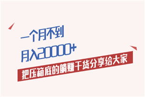 月入20000+的压箱底干货，开启躺赚的模式分享给你