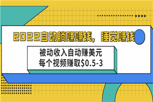 2021自动躺赚赚钱，睡觉赚钱，被动收入自动赚美元，每个视频赚取$0.5-3