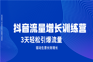 抖音流量增长训练营，3天轻松引爆流量，驱动生意长效增长