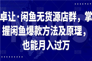 闲鱼无货源店群，掌握闲鱼爆款方法快速出单，轻松月入10000+
