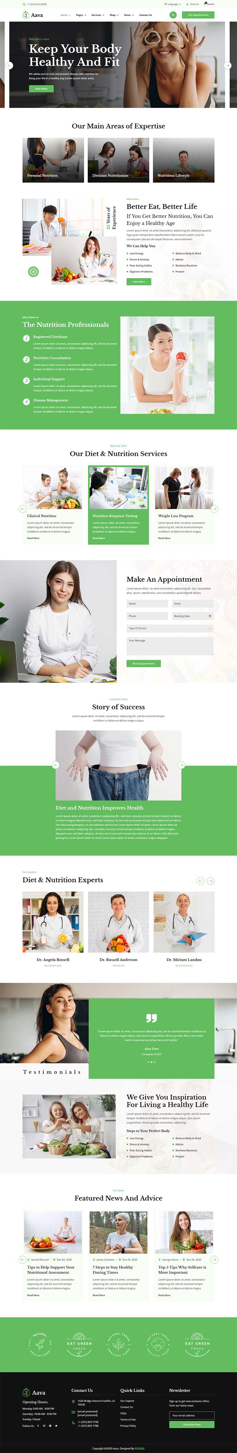 绿色风格响应式健康减肥饮食方案静态网站HTML5模板